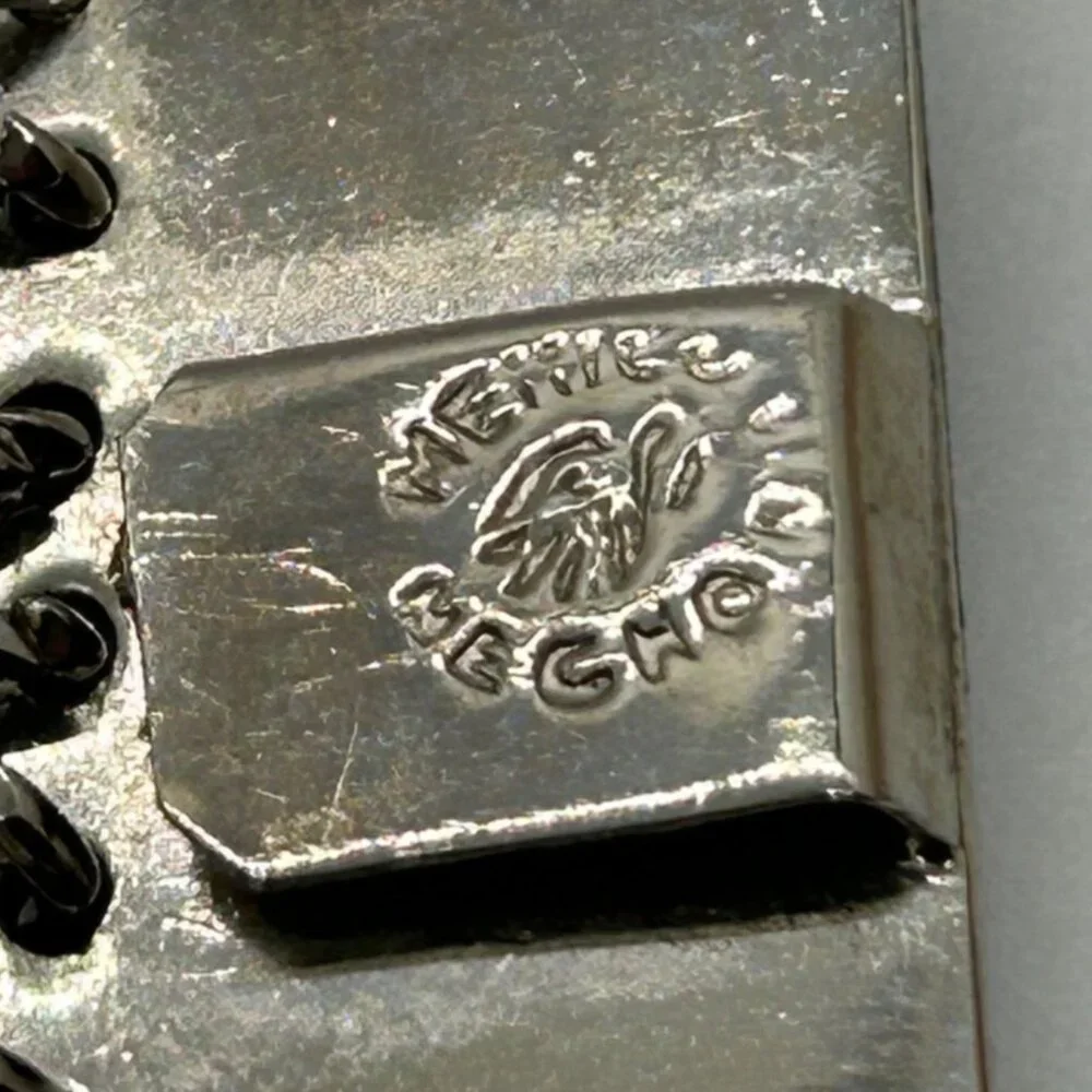 Vintage Mexican Alpaca Silver Panel Bracelet Aztec Motif Made in Mexico Boho - Picture 12 of 14